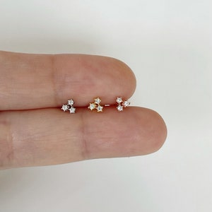 16 g Piercing CZ trois pierres (simple), piercing triangle CZ Tragus, cartilage, cartilage moyen, hélice, conque
