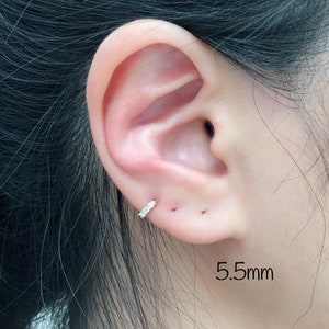 5.5mm Tiny CZ Hoop Cartilage (Single), 925 Sterling Silver Mini hoop, Tiny Cartilage, Helix, Tragus, Rook, Da