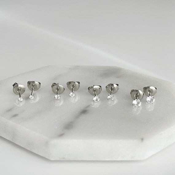 2.5mm Tiny Natural Diamond Stud Earrings in 925 Sterling Silver – Assay  Jewelers