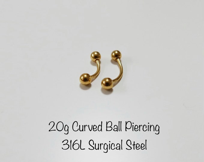 20g 16g Curved Barbell with balls 316L Surgical Steel piercing for Rook, Eyebrow, Cartilage