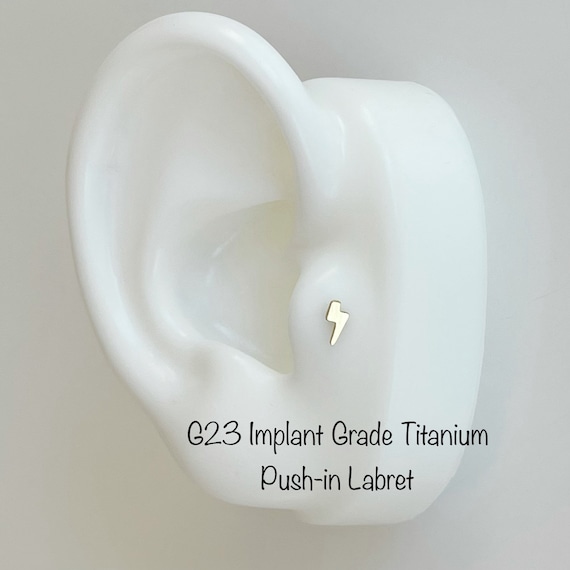 Internally Threaded Small Lightning Bolt Implant Grade Titanium Labret Internally Threaded Small Lightning Bolt Implant Grade Titanium Labret
