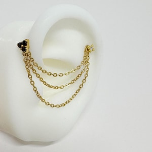 Triple Titanium Chain connector for Cartilage, Helix, Conch, Nose