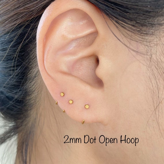 Tiny 2mm Dot Open Hoop Earring single 316L Surgical Steel