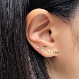 Teeny Tiny White Opal Stud Earring (PAIR), 925 Sterling Silver White Opal Stud Earring, 2mm/2.5mm/3mm/4mm/5mm Opal Stud Earrings