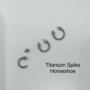 16g Spike Horseshoe Internally Threaded Implant Grade Solid Titanium, Titanium 6AL-4V-ELI ASTM F -136