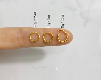 20g/18g/16g Gold Tiny Cartilage Hoop (Single) Seamless Hinged Clicker, 316L SS, Segment Ring, Helix Hoop
