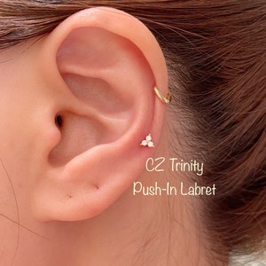 Trinity Tragus Stud Gold Tiny Cartilage Piercing Helix 
