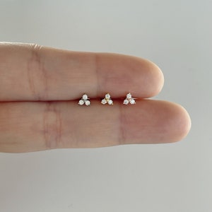 16g Trinity CZ Piercing (Single), FINAL SALE - Dainty Tragus, Cartilage, Mid Cartilage, Helix, Conch piercings