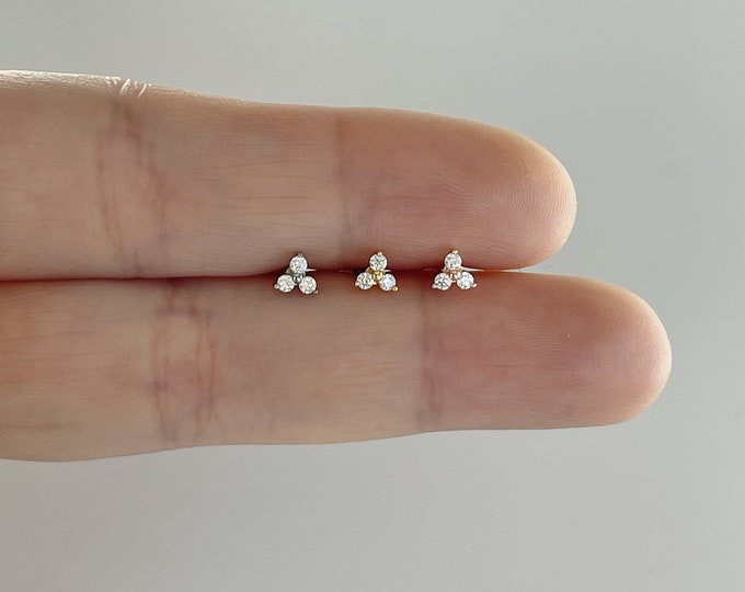 16g Trinity CZ Piercing (Single), FINAL SALE - Dainty Tragus, Cartilage, Mid Cartilage, Helix, Conch piercings