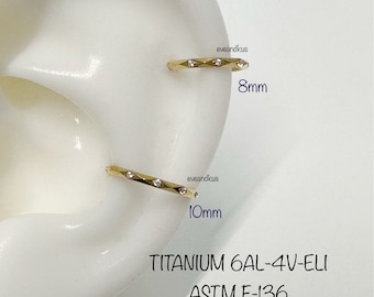16g Titanium CZ Clicker Segment Ring: ASTM F-136 Helix Hoop