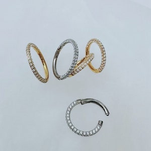 20g 16g Three Paved Sides Clicker, ASTM F-136 Implant Grade Titanium Hinged Segment Hoop, Septum, Daith, Cartilage Conch clicker