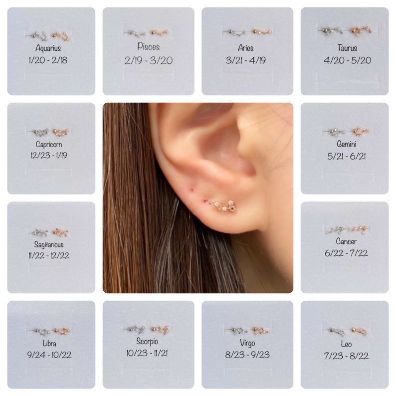 16g Tiny constellation piercing Helix Zodiac Piercing Tragus Star Sign Piercing Cartilage Piercing Single