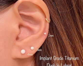 20g 18g 16g Opal Ball Top push-in Labret, Implant Grade Titanium 2mm/3mm/4mm opal push in labret