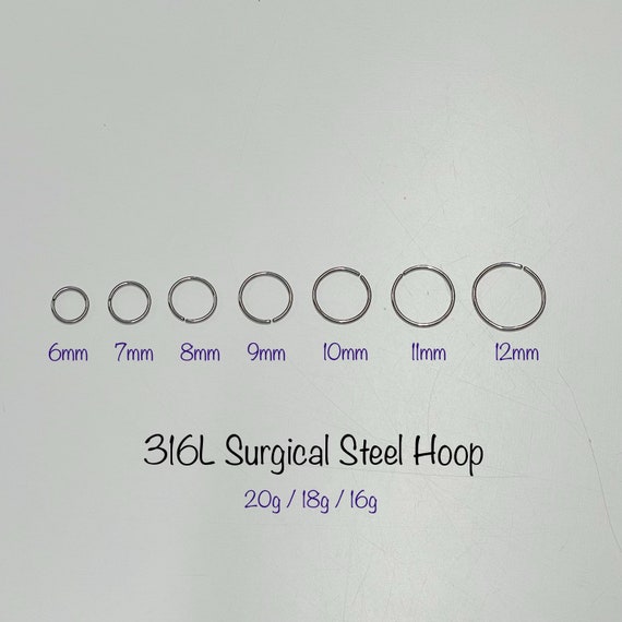 20ga 316L Surgical Steel Annealed Single White Gem Nose Ring Hoops 20ga 316L Surgical Steel Annealed Single White Gem Nose Ring Hoops