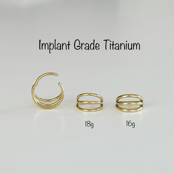 18g 16g Triple Hoops Implant Grade Titanium Seamless Hinged Clicker, ASTM F-136 Titanium Segment Ring, Helix Hoop, Conch