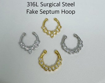 Fake Septum hoop, 316L Surgical Steel fake septum ring