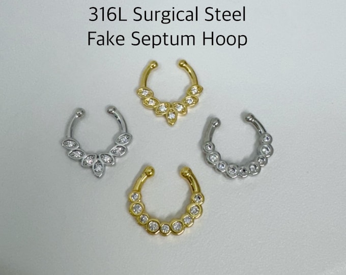 Fake Septum hoop, 316L Surgical Steel fake septum ring