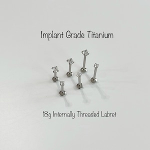 18g ProngSet Round Clear CZ Internally Threaded Monroe Labret, 2mm 3mm CZ ASTM-F136