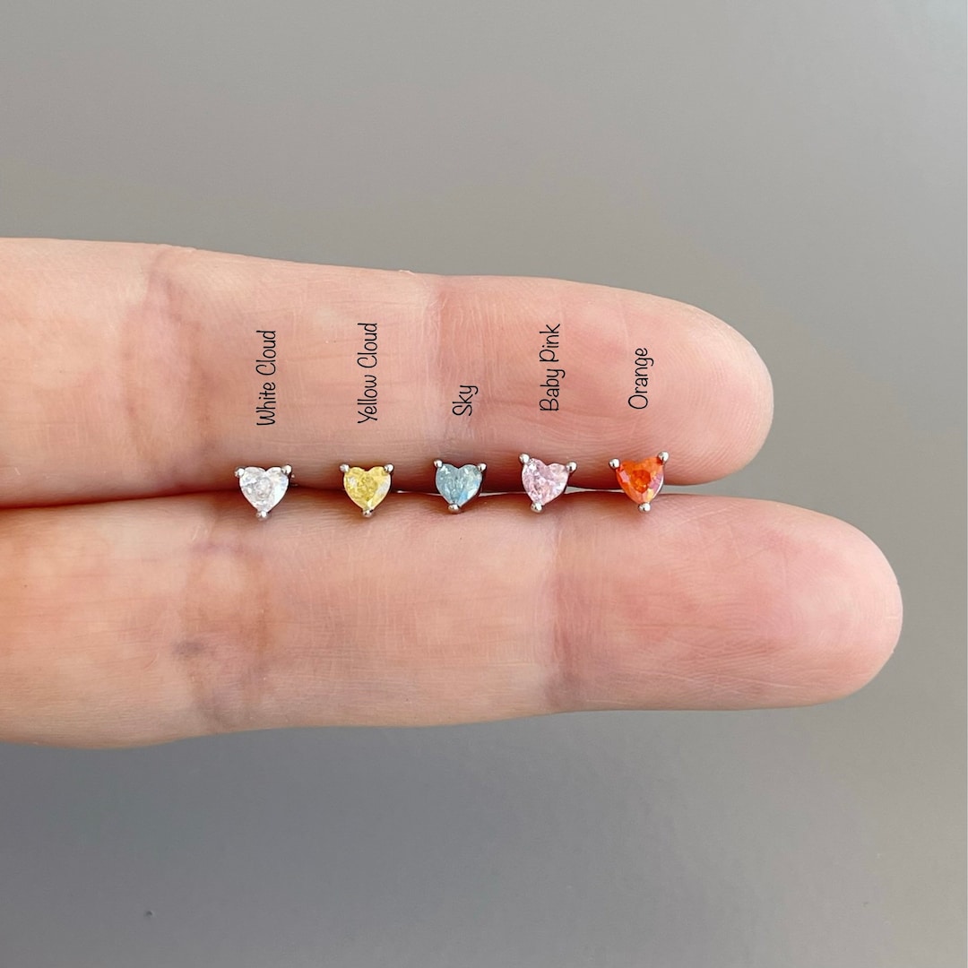 BlackAmazement - Piercing Unisex Per Trago, Elica, Cartilagine, Orecchio, Con Cuore Rosa - Foto 3