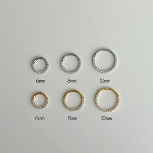 18g 16g High Quality Precision All 316L Surgical Steel Hinged Segment Hoop Rings /Paved CZ  Septum, Daith piercing