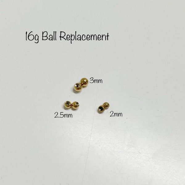 16g Replacement Balls for an Externally Threaded Piercings, FOR Barbell, Labret, Horseshoe