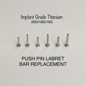 20g 18g 16g Push In Labret Bar Replacement 5mm/6mm/7mm/8mm/9mm/10mm Grade23 Implant Grade Titanium