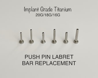 20g 18g 16g Push In Labret Bar Replacement 5mm/6mm/7mm/8mm/9mm/10mm Grade23 Implant Grade Titanium