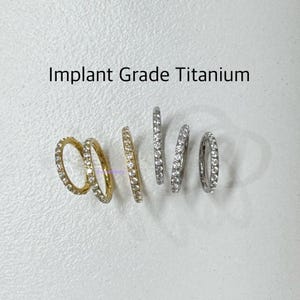 18g 16g CZ Paved Hinged ASTM F-136 Implant Grade Titanium Clicker, Conch, Cartilage, Helix, Hypoallergenic - nickel free clicker