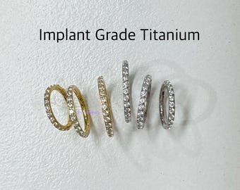 CZ Paved Titanium Hinged Clicker: Conch, Cartilage, Helix (18g/16g)