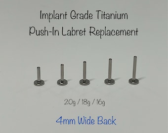 20g 18g 16g 14g Push In Labret Bar Replacement 5mm/6mm/7mm/8mm/9mm/10mm  ASTM F-136 Implant Grade Titanium