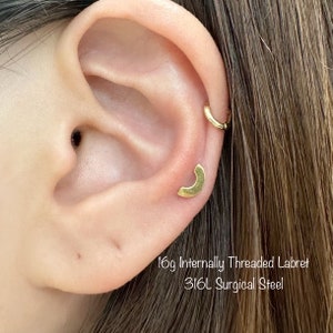 16g Geometric U-Shaped Labret: 316L Surgical Steel Tragus Piercing