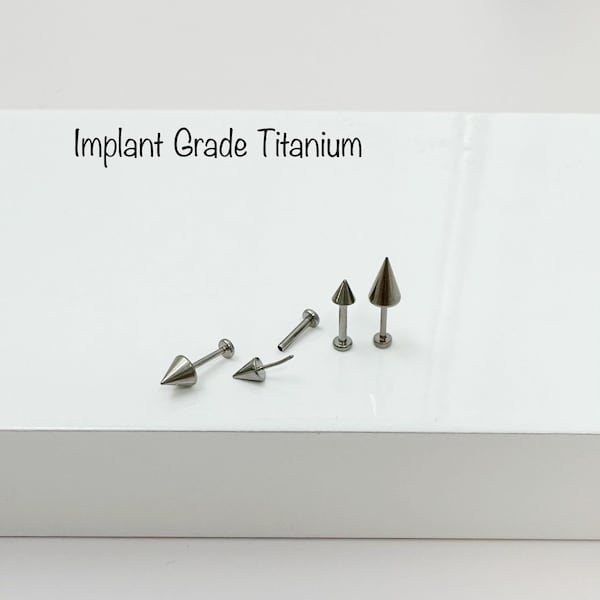 20g 18g 16g Spike Push in Labret Implant Grade Titanium, Cartilage, Conch, Tragus, Helix Titanium 6AL-4V-ELI-ASTM-F136