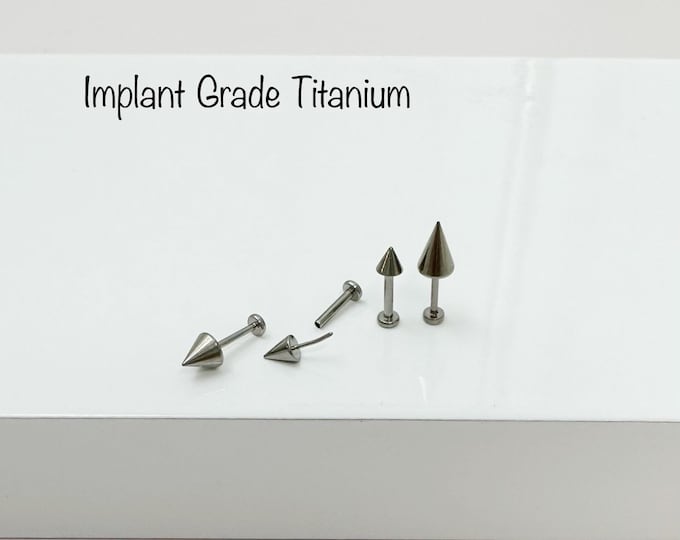 20g 18g 16g Spike Push in Labret Implant Grade Titanium, Cartilage, Conch, Tragus, Helix Titanium 6AL-4V-ELI-ASTM-F136