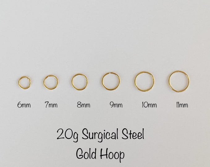 20g 18g Thin Wire Hoop (Single), Titanium anodized over 316L Surgical Steel Annealed rounded ends cut rings, Cartilage, Nose, Tragus, Conch