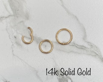 16g 14k Solid Gold Endless Clicker Segment Hoop (Single) 6mm 7mm 8mm 9mm 10mm Huggie Hinged Cartilage Daith Helix Tragus Conch Rook