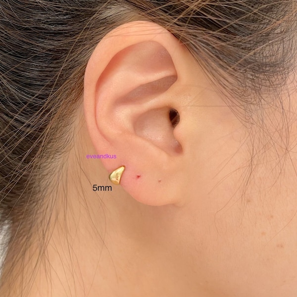 Pendiente de aro en forma de lágrima de 5 mm: Plata de ley 925 chapada en oro de 14k