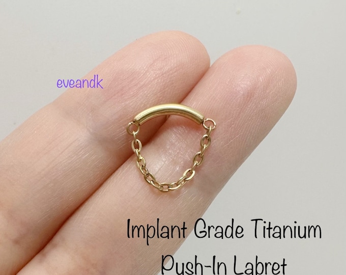 20g 18g 16g Curved Bar with Chain Piercing, Implant Grade Titanium, flat piercing, helix labret
