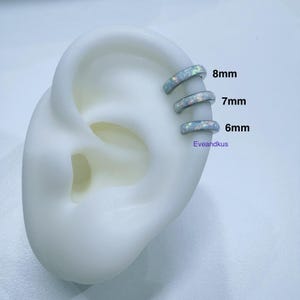 18g 16g Dainty Opal Hoop, ASTM F-136 Implant Grade Titanium Hinged Clicker