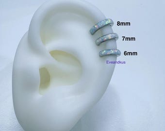 20g 18g Dainty Opal Hoop, ASTM F-136 Implant Grade Titanium Hinged Clicker
