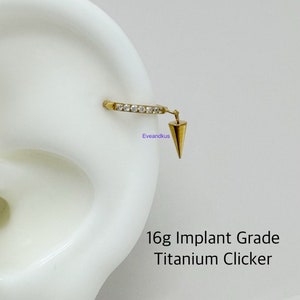 16g Spike Dangle CZ Clicker, ASTM F136 Implant Grade Titanium Hinged Segment CZ With Spike Dangle Clicker