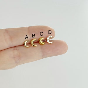 16g Crescent Moon Cartilage Piercing, 16g Surgical steel Helix, Tragus, Cartilage Piercing - Final Clearance