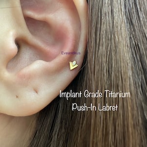 20g 18g 16g Tiny Boho Triangle Push In Threadless Titanium Labret, Tiny Triangle Implant Grade Titanium Cartilage, Conch, Tragus, Helix