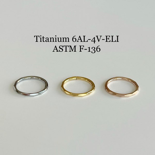 16g Implant Grade Titanium Hinged Segment with Faceted Side Clicker, ASTM F-136 Titanium Segment Ring, Helix Hoop, Nose