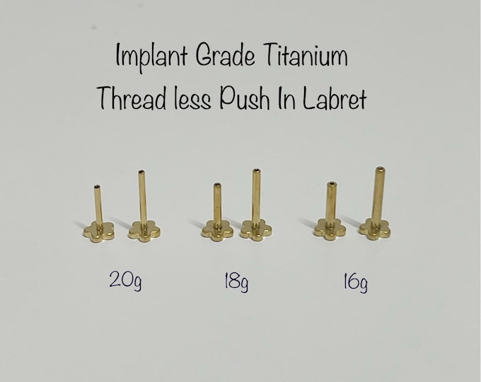 20g 18g 16g Push In Labret Bar Replacement 6mm/8mm Implant Grade Titanium