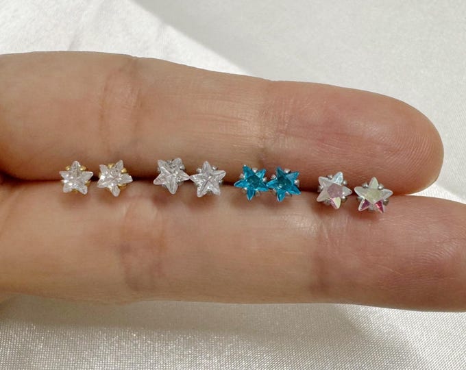 Star CZ  316L Surgical Steel stud earrings, Minimalist earrings