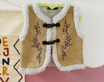 Gilet bohème en fausse fourrure VINTAGE des années 90 - 6 ANS