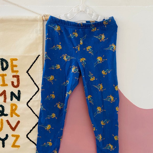 Leggings fleuris bleus VINTAGE 90's - 3 ANS