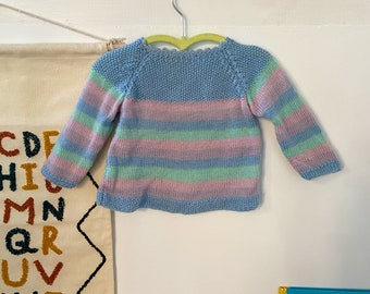 VINTAGE KIDS 90's Pastell Streifen Pullover - 9-12 Monate