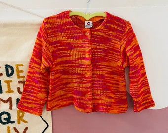 VINTAGE 90's Orange & Pink Knit Cardigan - 2 YEARS