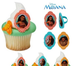 Moana Cupcake Toppers - 12 - Cupcake Topper Rings, Moana Cake Toppers, Moana Birthday Party Cupcake Toppers, Moana Party, Moana
